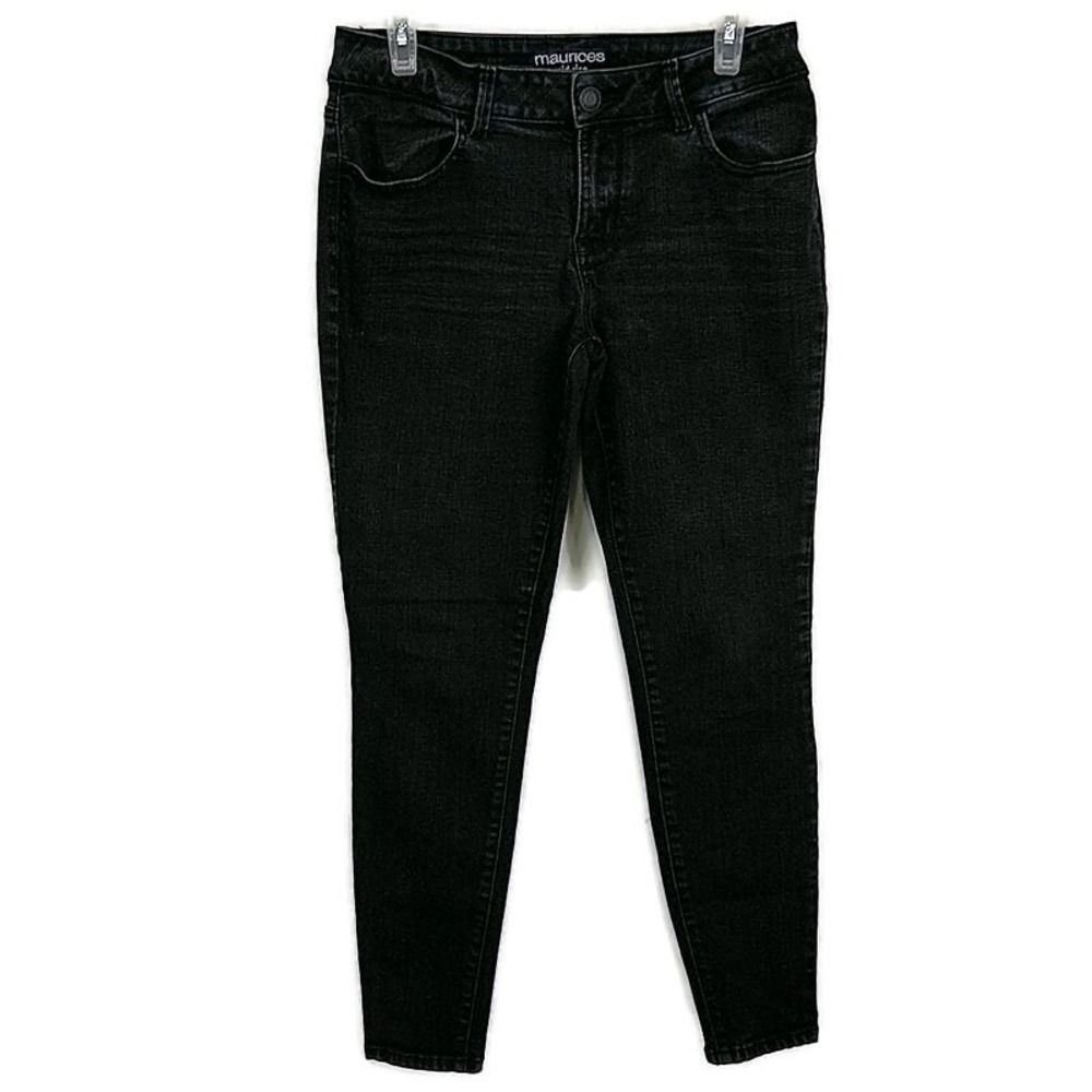 Maurices Womens sz M Jeans Black Faded Denim Mid Rise Skinny